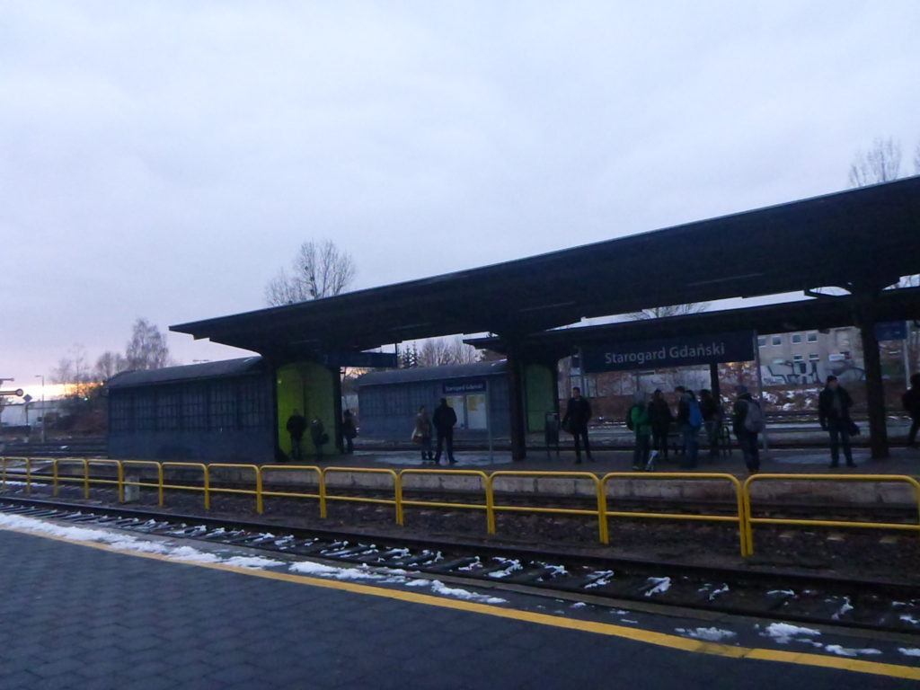 There is a train station in Starogard Gdanski but I arrived by bus on my first visit.