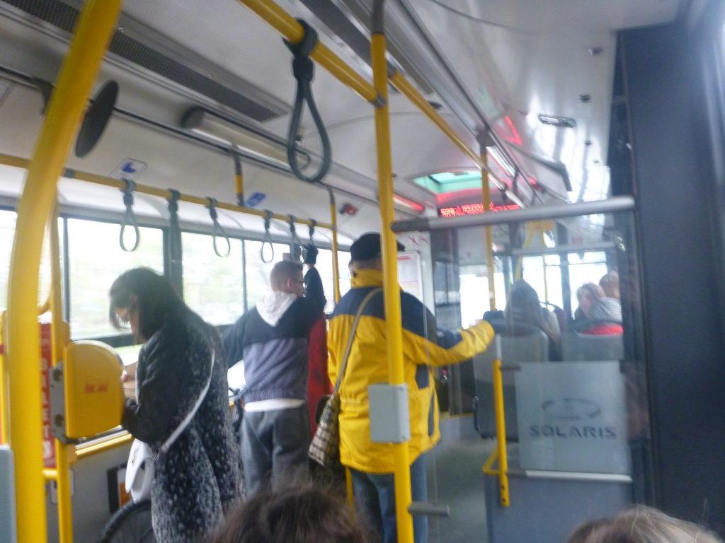 Correct English: The public transport was bad today.