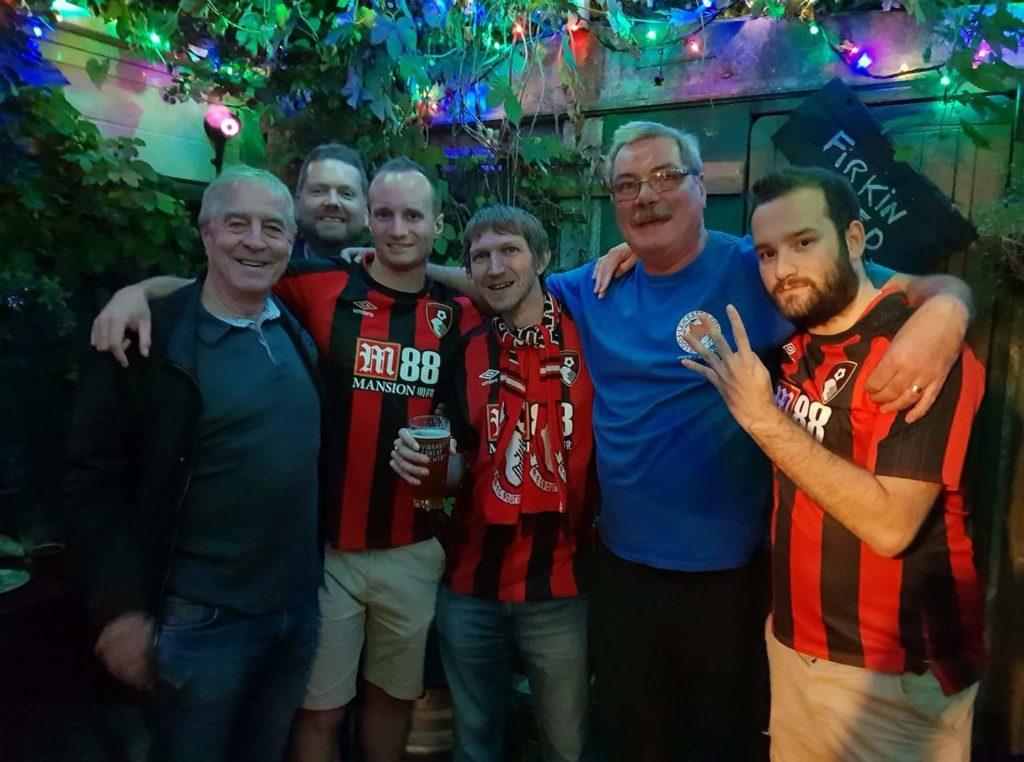 With my team's fans, AFC Bournemouth together with Leicester City FC fans