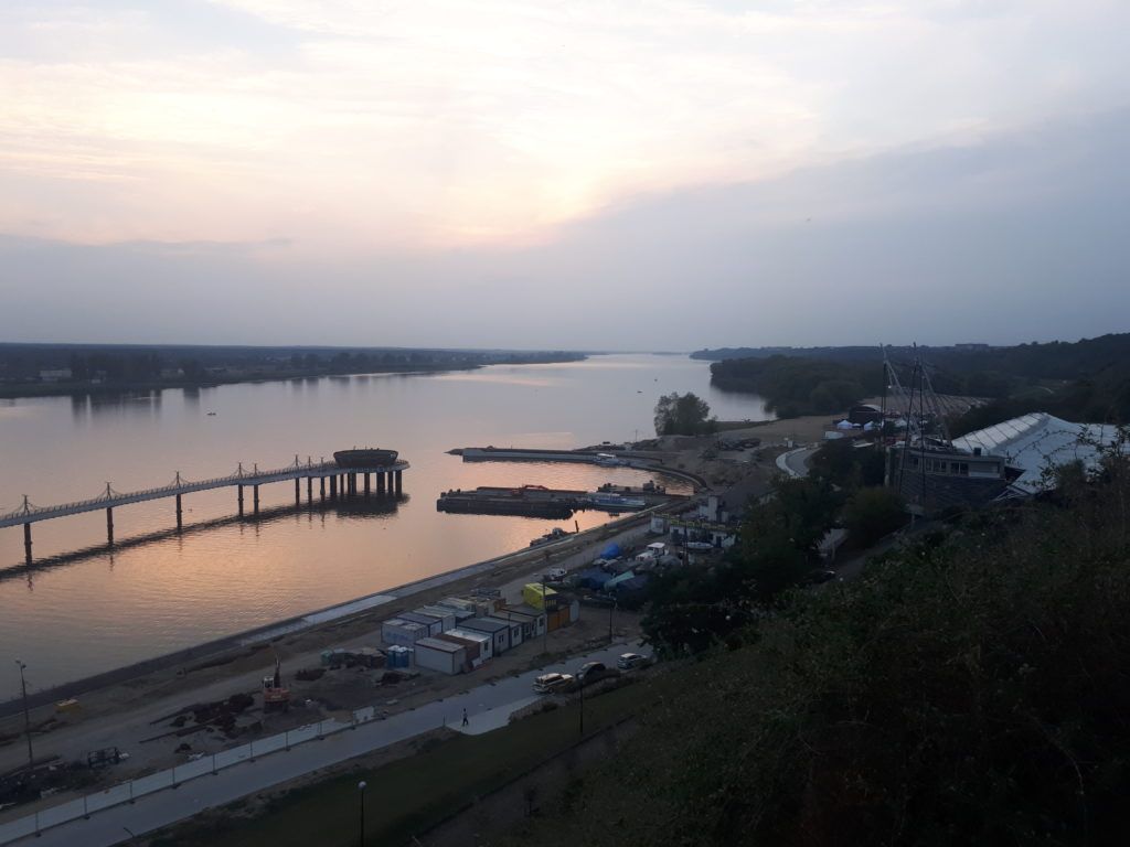 Sunset by the Wisła River in Płock, Poland