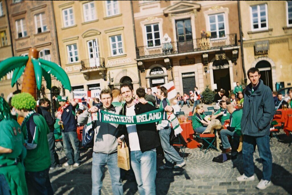 Warszawa Old Town Square with the Northern Ireland fans, 2005